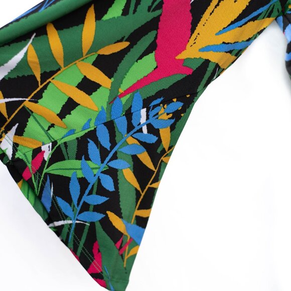 Bob Mackie 2X Tropical Hawaiian Palm Leaf Midi Dress Bell Sleeve Resortwear 🌺 - Picture 3 of 6